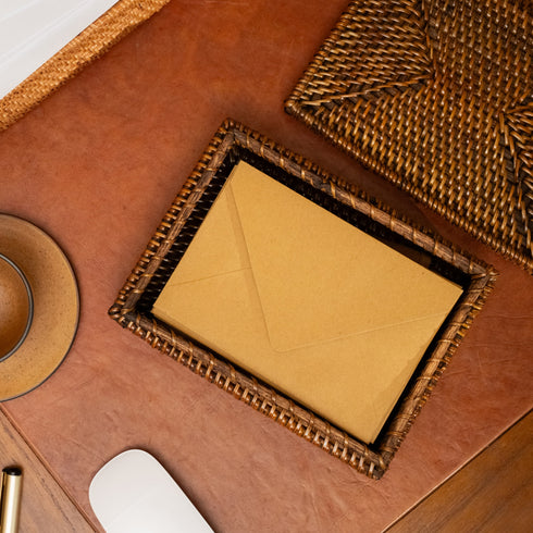 Small wicker basket with lid with 5 available colours - Coastal Villa Homeware